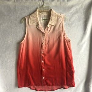 Aeropostale Eighty-Seven Ombre Red & White Sleeveless Button-Up Blouse Size M